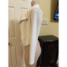 Michel Cream Open-front Textured Blazer With Zipper Trim
