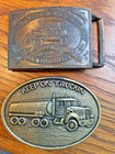 5 Vintage Brass   Metal Belt Buckles Truckers Van And Etc   Must See