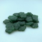 Vintage Opaque Matte Finish Green Striped Czech Glass Flower Beads 15mm   gcg59 