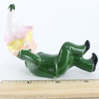 Vintage Norcrest Ceramic Pixie Elf In Green W  Pink Flower On Head Made In Japan
