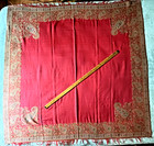 Antique 1800 s Paisley Wool Shawl Scotland Vivid Red Hand Loomed 54 x 54  Vg
