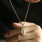 16 -24  Gold Plated Oval Virgin Mary Charm Pendant Necklace Multi Chain Unisex
