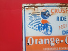 Vintage Orange Crush Soda Ride Safely Porcelain Enamel Sign 6  X 5  Inches