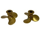 Vintage Solid Brass Boat Propeller Candlestick Holders Set Of 2 Nautical Decor