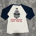 Vintage 80   s Foreigner 1981 4 Tour Usa T   s Raglan Double Sided  T-shirt Size S m