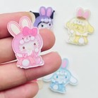 10 Pcs Acrylic Kawaii Cute Cartoon Animals  Flatback  For  Crafting  Brand New