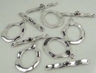 4 Hammered Antique Silver Pewter Oval Toggle For Necklace Jewelry Making Supply