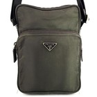 Prada Shoulder Bag Camera Bag  Nylon Dark Green Triangleplate Made In Italy Auth