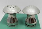 Ela Denmark Sterling Silver Enameled Guilloche Mushroom Salt  pepper Set  1018