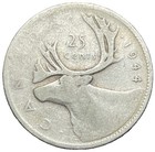 1944 Canada Silver Quarter 25 Cents 80  Silver King George Vi Vf Coin