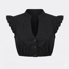 New Xl Black Ruffle Sleeve Dirndl Undershirt Top Oktoberfest V Neck Blouse
