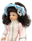 Vintage 1 12 Victorian Girl Doll Pink   Blue Dress Dollhouse Miniature Poseable