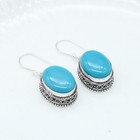Sleeping Beauty Turquoise Earrings 925 Sterling Silver Handmade Dangle Gift