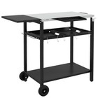 Outsunny Outdoor Bar Table  Patio Serving Cart W  Wheels