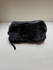 Vintage Black Satin Lined Real Fur Hand Muff