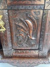 Victorian Wooden Corner Wall Cabinet With Carved Spartan Figure 