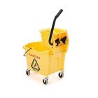 Side Press Wringer Combo Commercial Floor Mop Bucket On Wheels  35-quart  Yellow