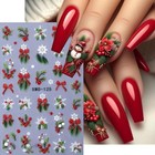 Christmas Nail Art Stickers Decals 3d Holly Bow Snowflake Nail Christmas Style1