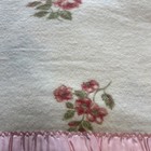 Vintage Rose Print Blanket With Pink Satin Binding     74    X 90        Cottagecore
