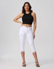 Women s Mid Rise Skinny Distressed Stretch Capri Jeans Ripped Cropped Denim Pant