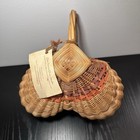 2003 Vintage Egg Wicker Rattan Buttocks Gathering Basket Farmhouse Cottage Decor