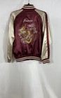 Vintage 90s Japanese Sukajan Dragon Embroidery Souvenir Jacket Burgundy Sz M