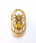 Antique Hatpin Citrine Glass Spider