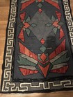 Antique 1880s Handwoven Wool Southern Native Design Area Rug Wall Hanging