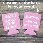 Custom Baby Announcement Can Coolers  A Baby Is Brewing  Baby Shower Party Gifts