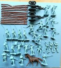 27 Vintage Original Marx Blue Plastic 54mm Acw Union Infantry Toy Soldiers Fence