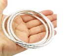 Set Of 3 Bangle Solid 925 Sterling Silver Hammered Round Popular Bangle   M1618
