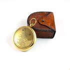 Vintage Brass Pocket Compass With Engraved Message Nautical Decor Leather Case