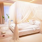 Akiky Princess Canopy Bed Curtains 4 Corners Post Mosquito Net - Cozy Drape