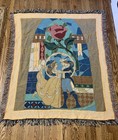Vtg Disney Parks Beauty And The Beast Stained Glass Art Tapestry Throw Blanket