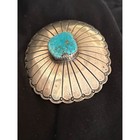 Vintage C  M  Yazzie Turquoise Sterling Silver Belt Buckle     Navajo Signed