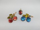 Austria Glass Fruit Berries Strawberry Raspberry Brooches Vintage Jewelry Lot
