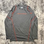 Under Armour Coldgear Fitted Long Sleeve Shirt Mens Small Grey Orange Base Layer