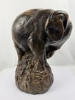Vintage Elephant Mother And Baby Calf Large Heavy 27lb Statue Sculpture Signed