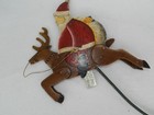 Vintage Authentic Models Balance Decor Santa And Reindeer Balancing Metal Art