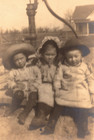 Vintage Picture Photo Old Antique Family Portrait Image Boys Girl Hats Home