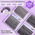 640pcs Eyelash Clusters 9-16mm 30d 40d 50d 60d D Curl Soft Lightweight Fluffy 