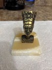 African Statue On Marble The Head Is Brass Maybe Handmade