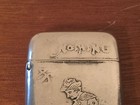 Antique Silver Plated Match Safe Vesta Case Man Sawing Log