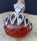 Mid East Islamic Solid Silver Persian Style Hand-engraved   Crafted Agate