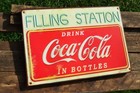 Coca-cola Filling Station Embossed Tin Metal Sign - Drink Coke In Bottles