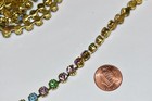 Vintage Tiffany Multi Color 6mm Rhinestones   Chain Trim   Brass By The Foot