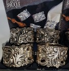 Vintage 80s Godinger Baroque Napkin Rings Silverplate Set Of 8 Boxes