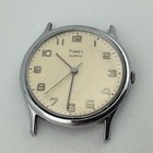Vintage Timex Analog Quartz Watch Men Silver   Broken Lugs   For Parts Repair