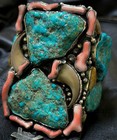 Sterling Silver 925 Turquoise   Coral American Style Bracelet Handmade