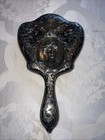 Antique Art Nouveau Figural Beveled Glass Hand Mirror